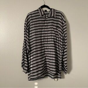 Vintage Albert Elovitz Silk Button Up Shirt with Piano Keys Print
